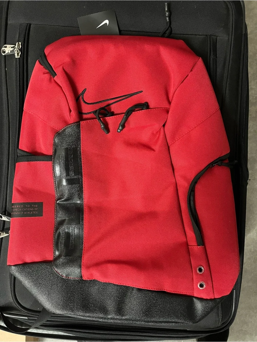 Nike Red and Black Men's Backpack with Swoosh Accent